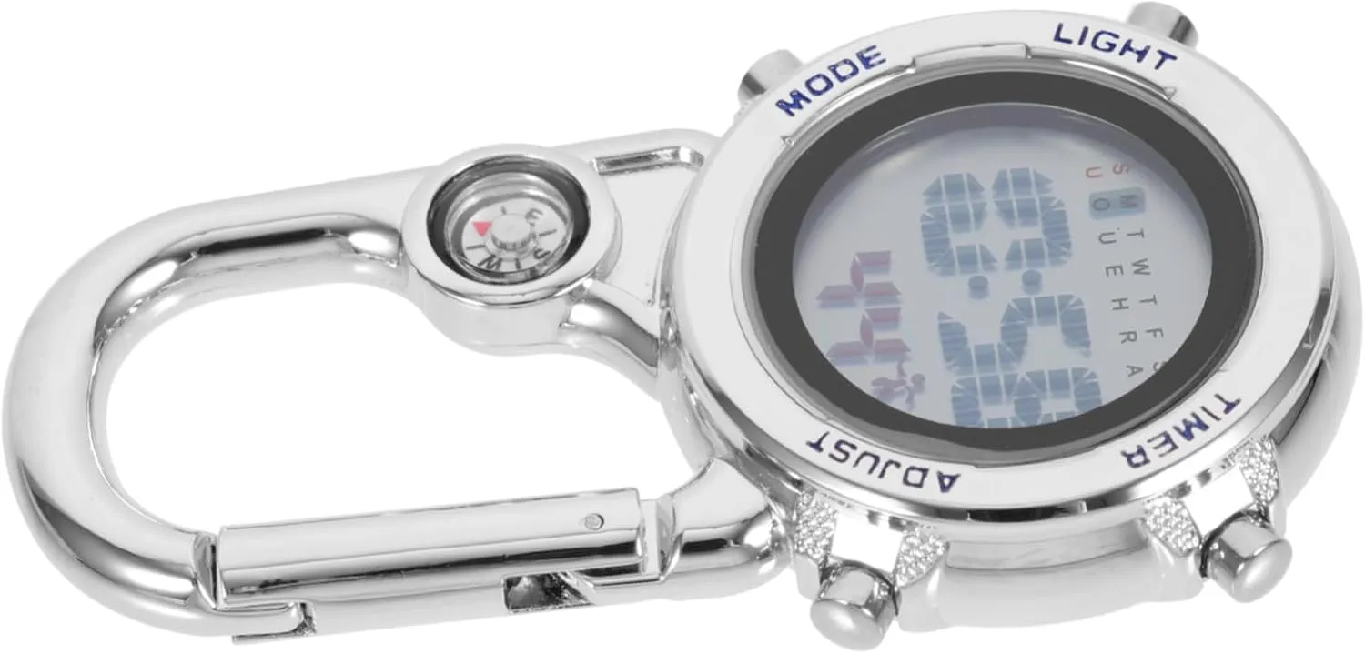 Durable fortunately enhance elephant Pocket Watch for Adventure Activities Sturdy Design Easy to Read Dial Clip Multifunctional Digital Watch with Carabiner Buckle for Outdoor Sports and Climbing 