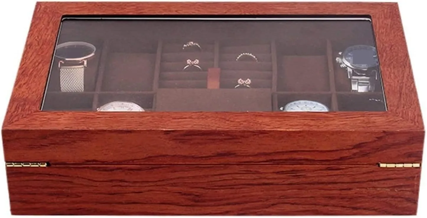 Earrings Jewelry Display Case Organizer Watch Box Watch debris modification presence pierce batter chamber Organizer(Rosewood-31 * 20 * 8cm) Watch Case Watch Roll Watch Winder Wood Watch Jewellery Storage Box With Clear Top Lockable Ring 