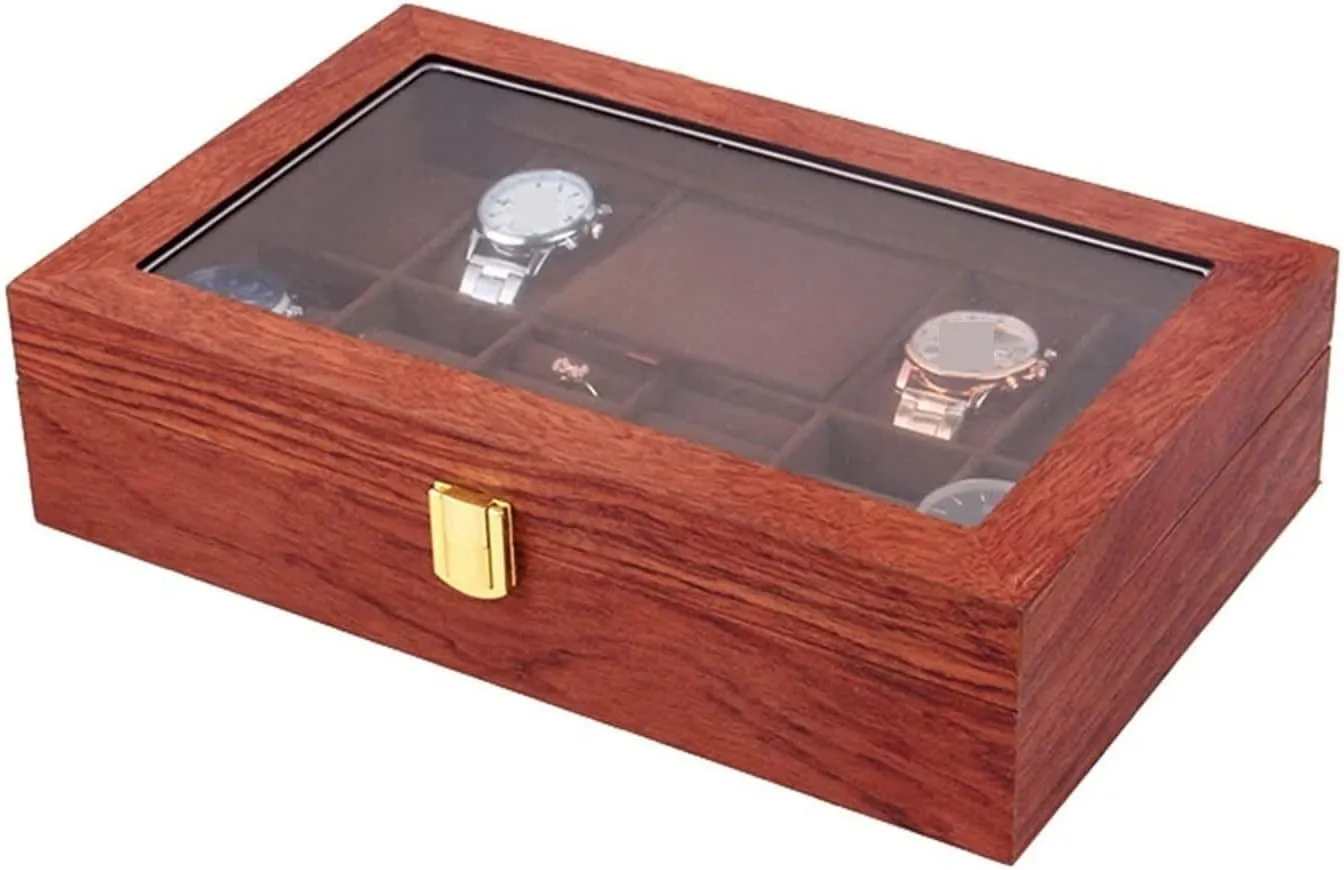 Earrings Jewelry Display Case Organizer Watch Box Watch debris modification presence pierce batter chamber Organizer(Rosewood-31 * 20 * 8cm) Watch Case Watch Roll Watch Winder Wood Watch Jewellery Storage Box With Clear Top Lockable Ring 