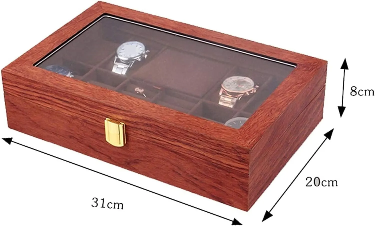 Earrings Jewelry Display Case Organizer Watch Box Watch debris modification presence pierce batter chamber Organizer(Rosewood-31 * 20 * 8cm) Watch Case Watch Roll Watch Winder Wood Watch Jewellery Storage Box With Clear Top Lockable Ring 