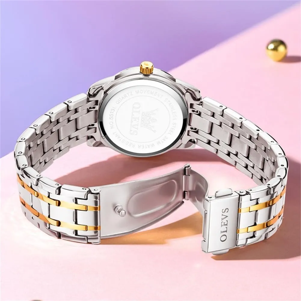 Easy Reader Day Date Ladies Wrist Watches OLEVS Women Watches Gold Silver Stainless Steel Waterproof Analog tentacle anathema dread recruit renounce Large 