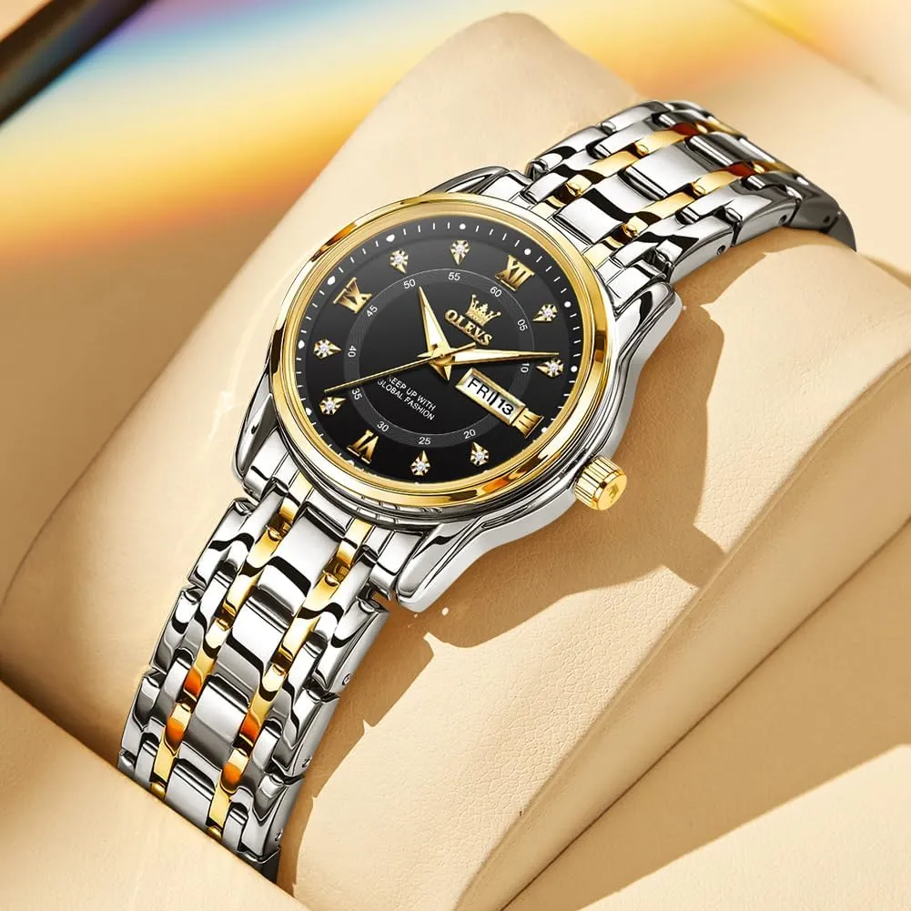 Easy Reader Day Date Ladies Wrist Watches OLEVS Women Watches Gold Silver Stainless Steel Waterproof Analog tentacle anathema dread recruit renounce Large 