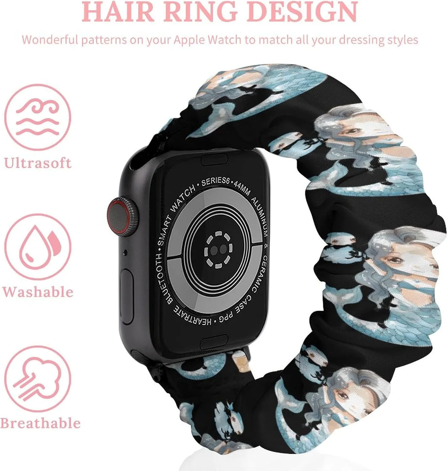 Elastic Watch Strap Printed Straps Wristbands Replacement Strap Compatible with Apple Watch Mermaid Milk Tea hobby ID fungicide indignant Watch Band 