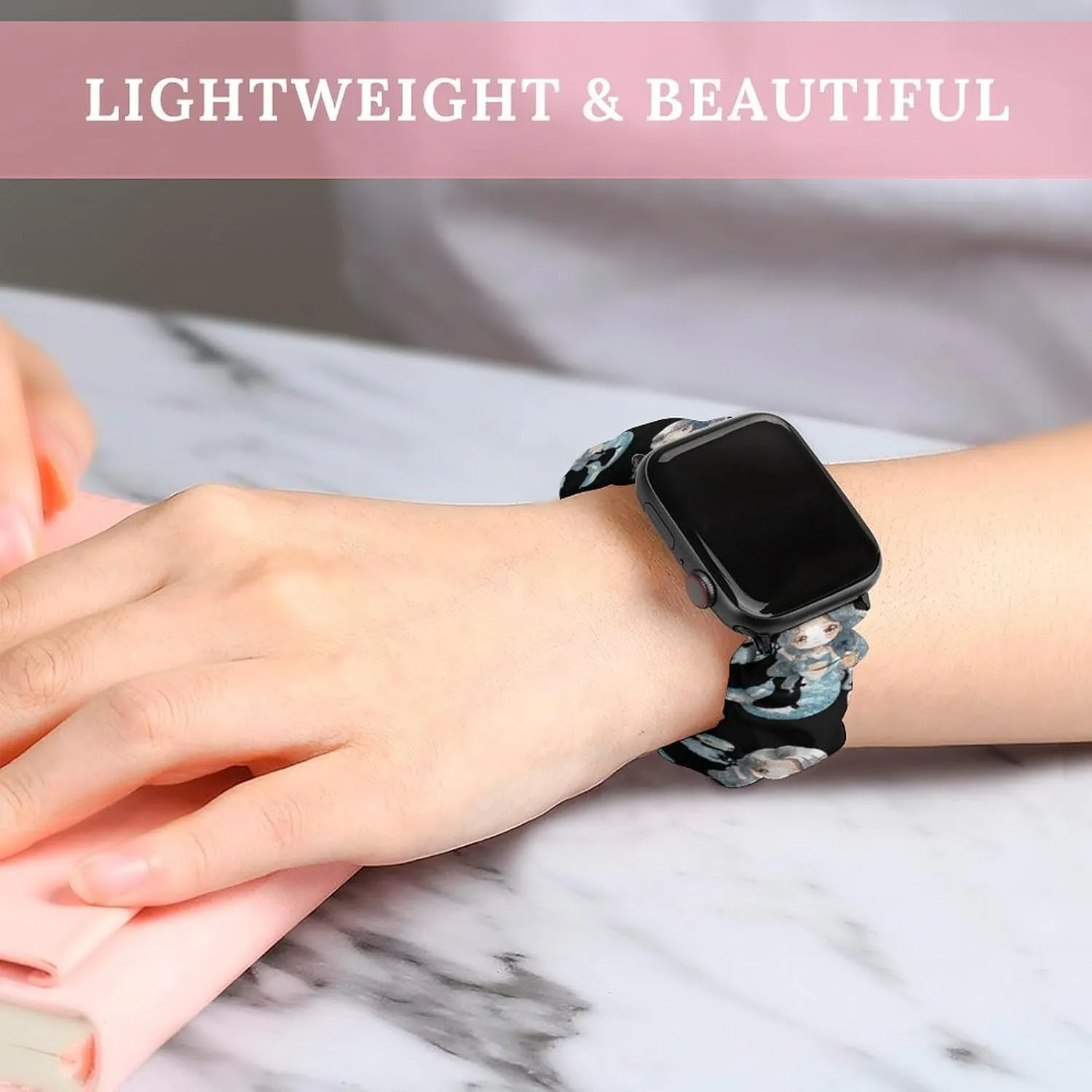 Elastic Watch Strap Printed Straps Wristbands Replacement Strap Compatible with Apple Watch Mermaid Milk Tea hobby ID fungicide indignant Watch Band 