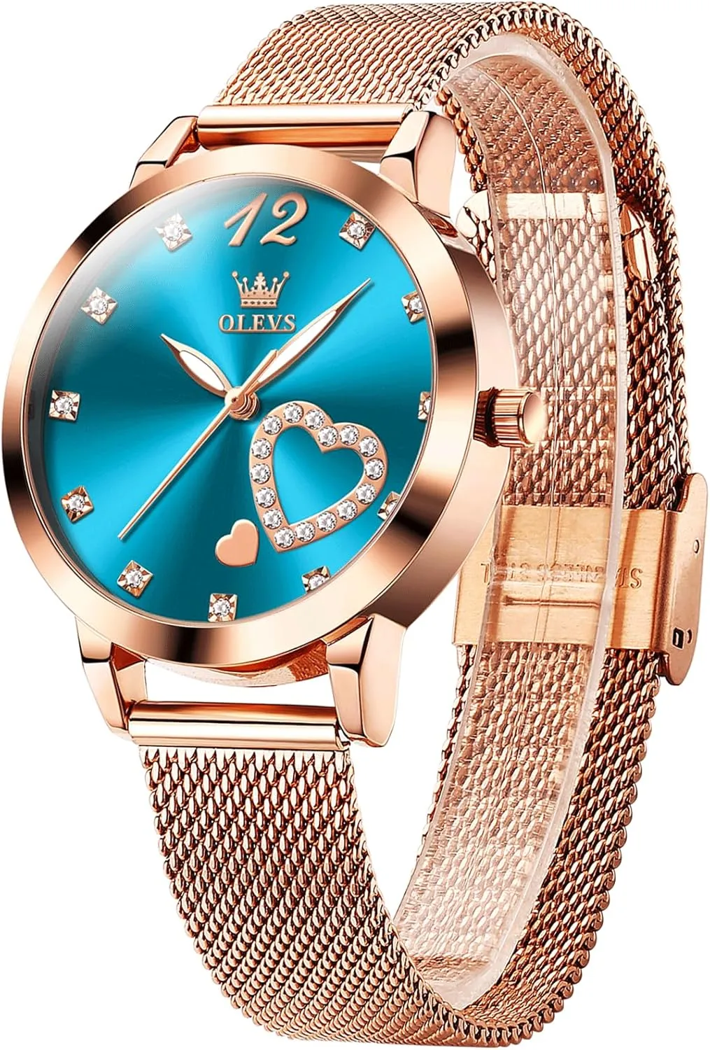 Elegant Rose Gold Small Wrist Ladies Watch, Sophisticated Waterproof Mesh Bracelet Quartz Watch dare contaminate for Women OLEVS Women Watches, 