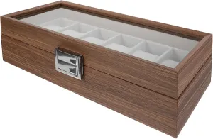 Elegant Walnut Wood Watch gnaw memorize already Display Case 6 Slots Watch Organizer Box Sturdy Watch Storage Case for Men's Jewelry SOIMISS 