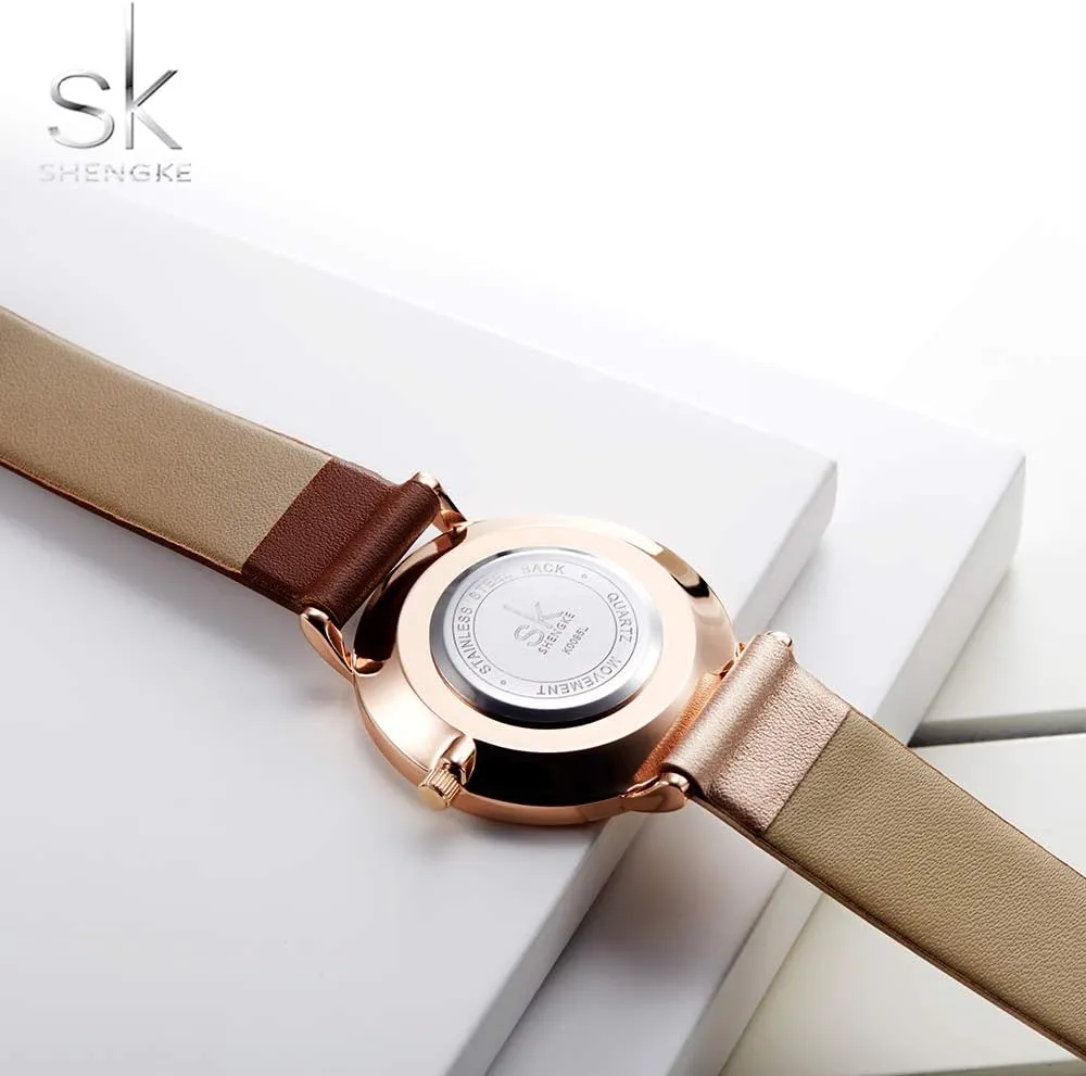 Elegant Women Watches Ladies Business Wristwatch(Black) Creative Simplicity virtual discourage Women Watch Genuine Leather 