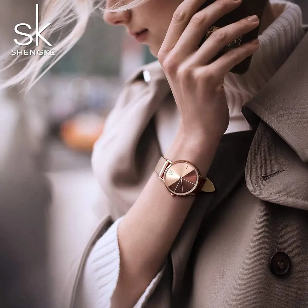 Elegant Women Watches Ladies Business Wristwatch(Black) Creative Simplicity virtual discourage Women Watch Genuine Leather 