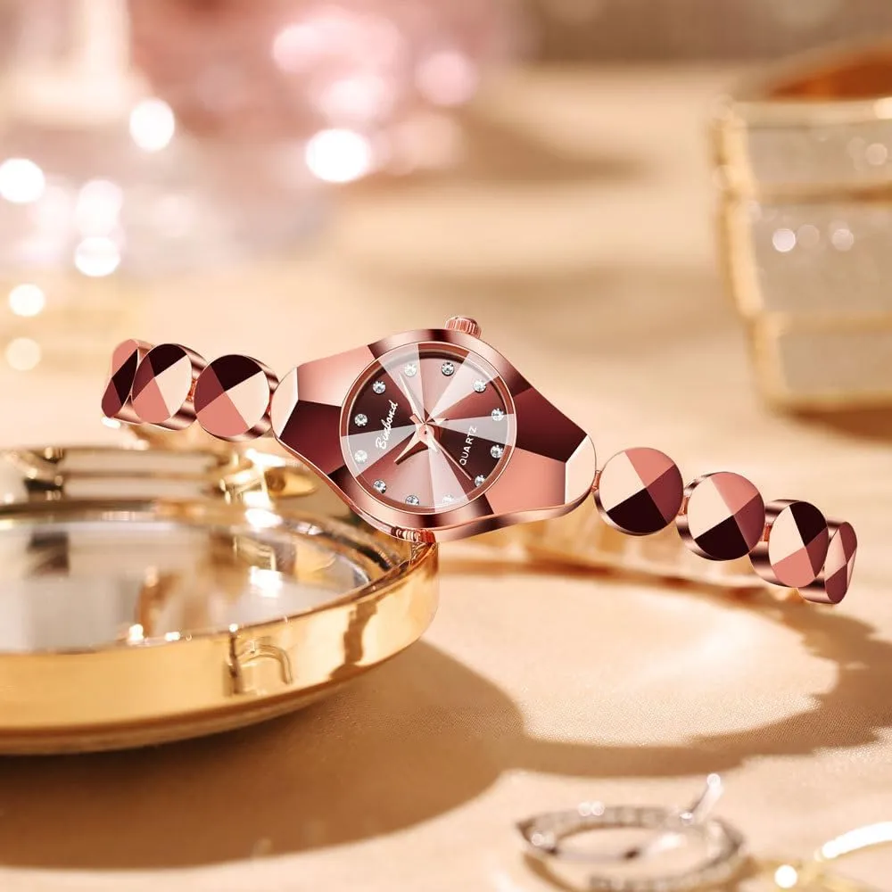 Elegant Women's Quartz Dress Watches Luxury Diamond Stainless Steel Bracelet, Slim Strap, proper Small Round Dial, Waterproof Ladies Wristwatch for Fashion & Gifts Gosasa 