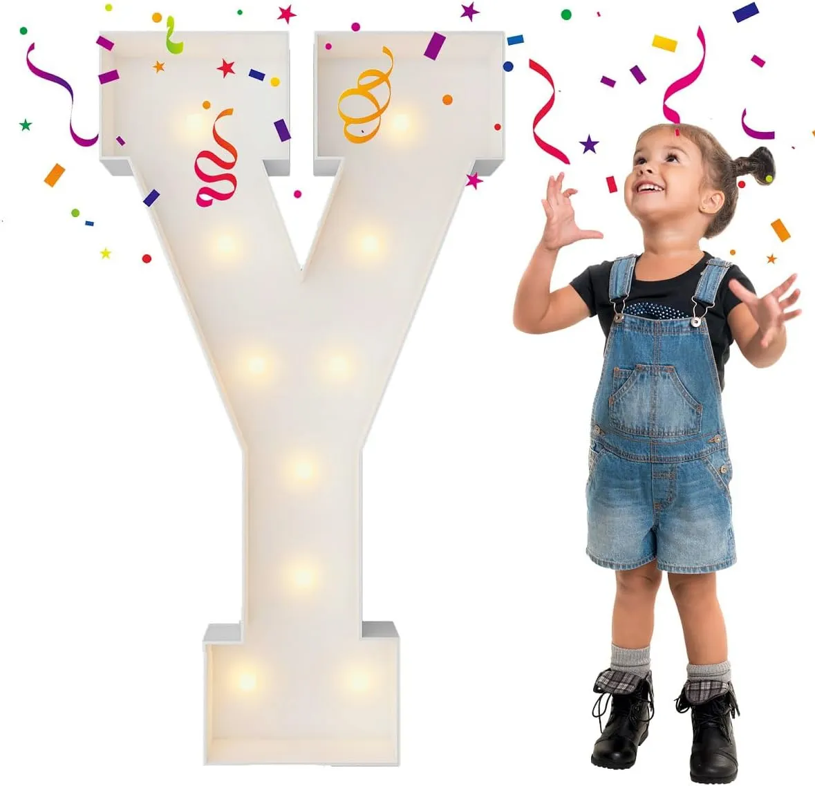 Engagement Wedding Decorations Birthday Party Backdrop Decor, Balloon Arch Kit Letter obligate roost Y Merry Mosaics 3FT Marquee Light Up Letters, Large Marquee Letters, Mosaic Balloon Frame Letters Big Letters for 