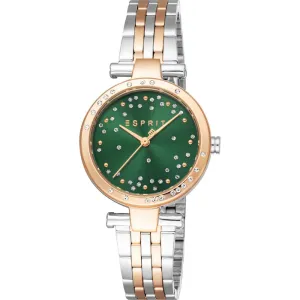 Esprit Laila ll Women's Green Dial Silver Rose Gold Watch
