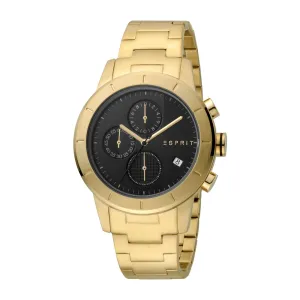 Esprit Men's IP Gold Chronograph Watch Black Dial & Metal Bracelet