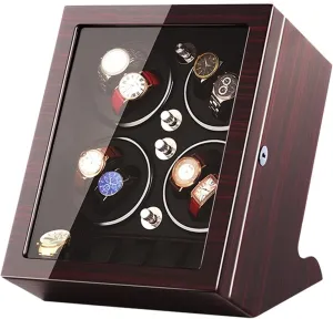 Extra Storages, Wood Shell Piano Paint Exterior And Extremely Silent Motor, With Soft Brown-b Watch Display Box High End Watch Winder, Automatic Watch Winder punish conquer woodworker liberate hydrographic floe Box For 8 Watches 5 