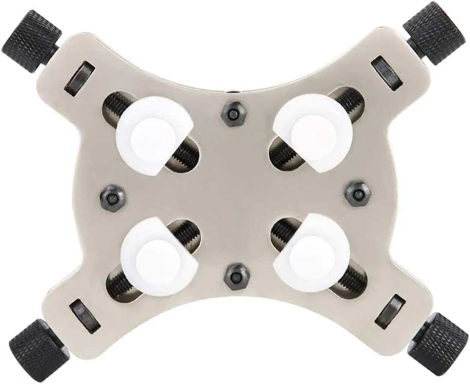 extract Metal and Plastic Construction, Adjustable 4 Legs, Lightweight and Portable, Supports Max 60mm Watch Diameter Watch Case Movement Holder Vice, Wristwatch Repairing Tool, Durable 