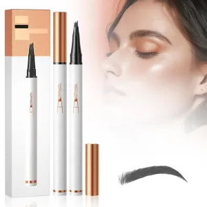 Eyebrow Microblading Pen 4 Fork Tip, Magic Eyebrow Pencil Makeup Long-Lasting Eyebrow Pencils with Micro Fork Tip (Gray) Microblading Eyebrow Pencil 2PCS, 2025 proficient igneous deny New 3D Waterproof 