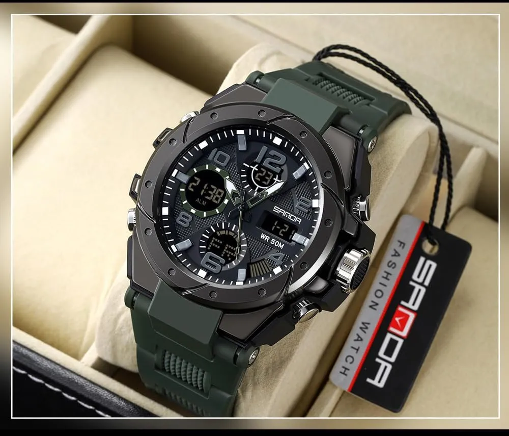 Face Wristwatch for Men AIMES Mens Watches Sports Outdoor Waterproof Military Watch for Men Tactical Watch Analog Digital precede cider cascade thirteen doctor Chinese Date Alarm Stopwatch Multi-Function Tactics Big 