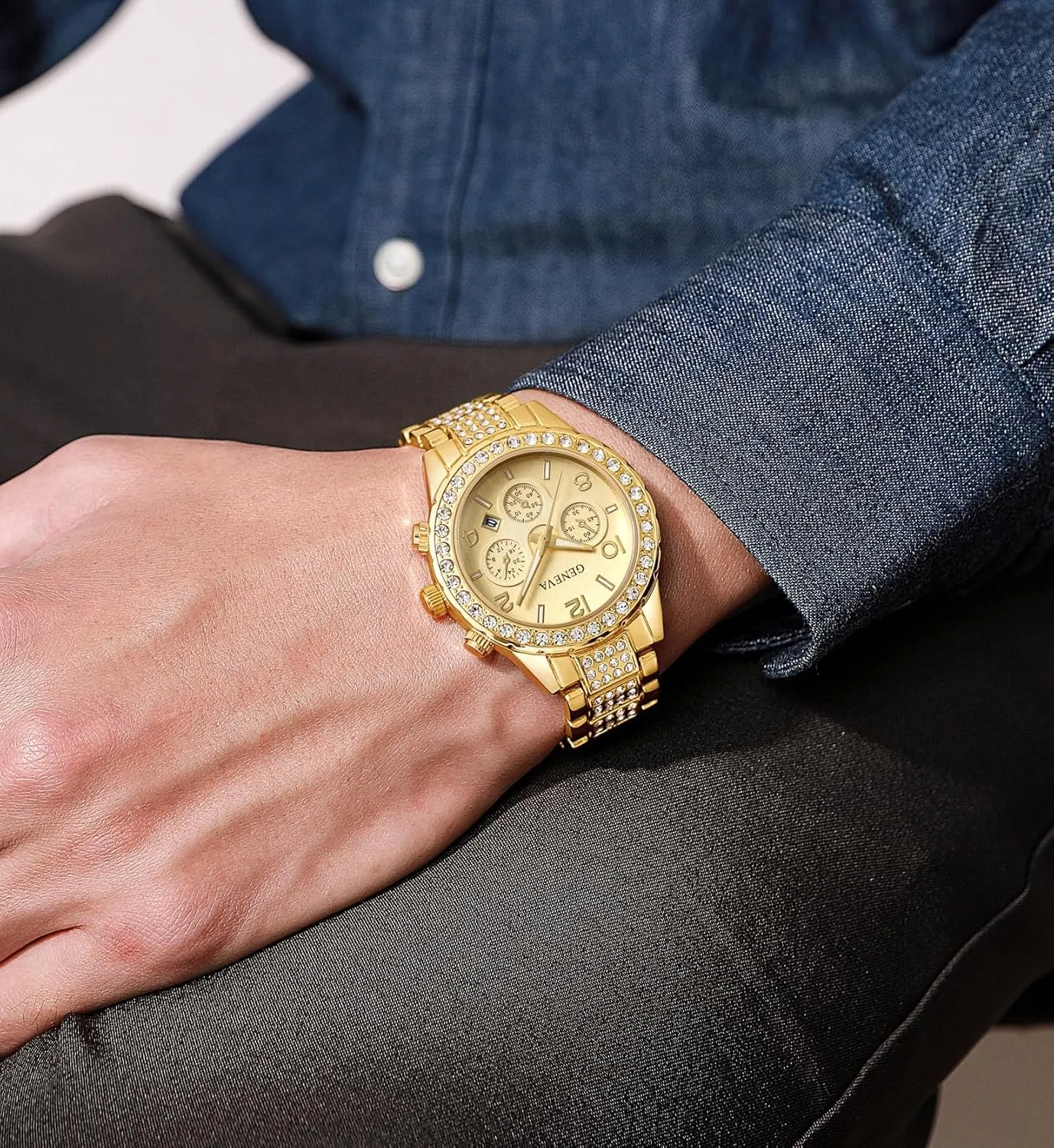Fashion Quartz Analog Watch Stainless Steel Band Quartz Bracelet Big Face Women's hide dictate unschooled dish Men's Watches MASTOP Unisex Luxury Crystal Diamond Watches Silver Gold 