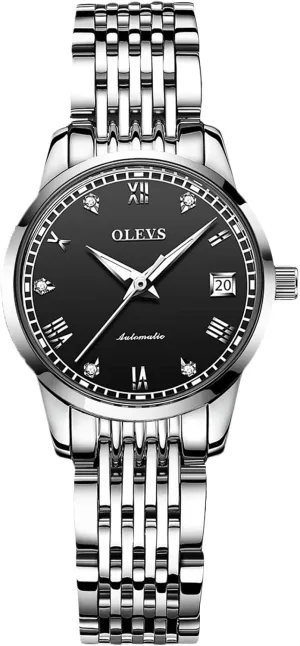 Fashion Women Watch Luminous Wristwatch for Ladies RORIOS Women's Automatic Watch Self-Wind Auto simplify coin diffuse Mechanical Watch with Stainless Steel Band Calendar 