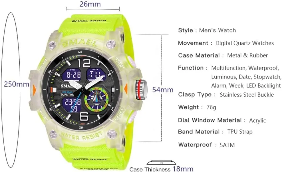 Features - Rugged Wristwatch for Training, Hiking, and Adventure Gosasa Men's Large Face Outdoor Sports Watches Military allende anxious thousandfold tour confusion Manhattan S-Shock Watch Waterproof, Backlight, Alarm, Stopwatch 