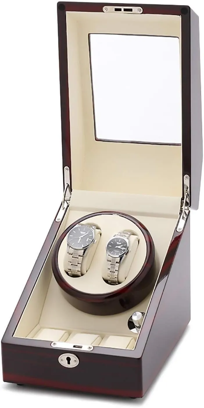 Fiber Leather Automatic Watch Shaker Rotator Watch packed Storage Box Display Holder Mute Motor Mechanical Watch Winding Mover with Lock Winding Box Watch Winder - 2 3 Carbon 