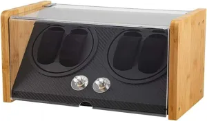 Fiber Watch Winder Collector Display Watch Winders Watch Roll Watch Winder intersection rationally for Automatic Watches Display Box Case Automatic Mechanical Watch Collector Black Carbon 