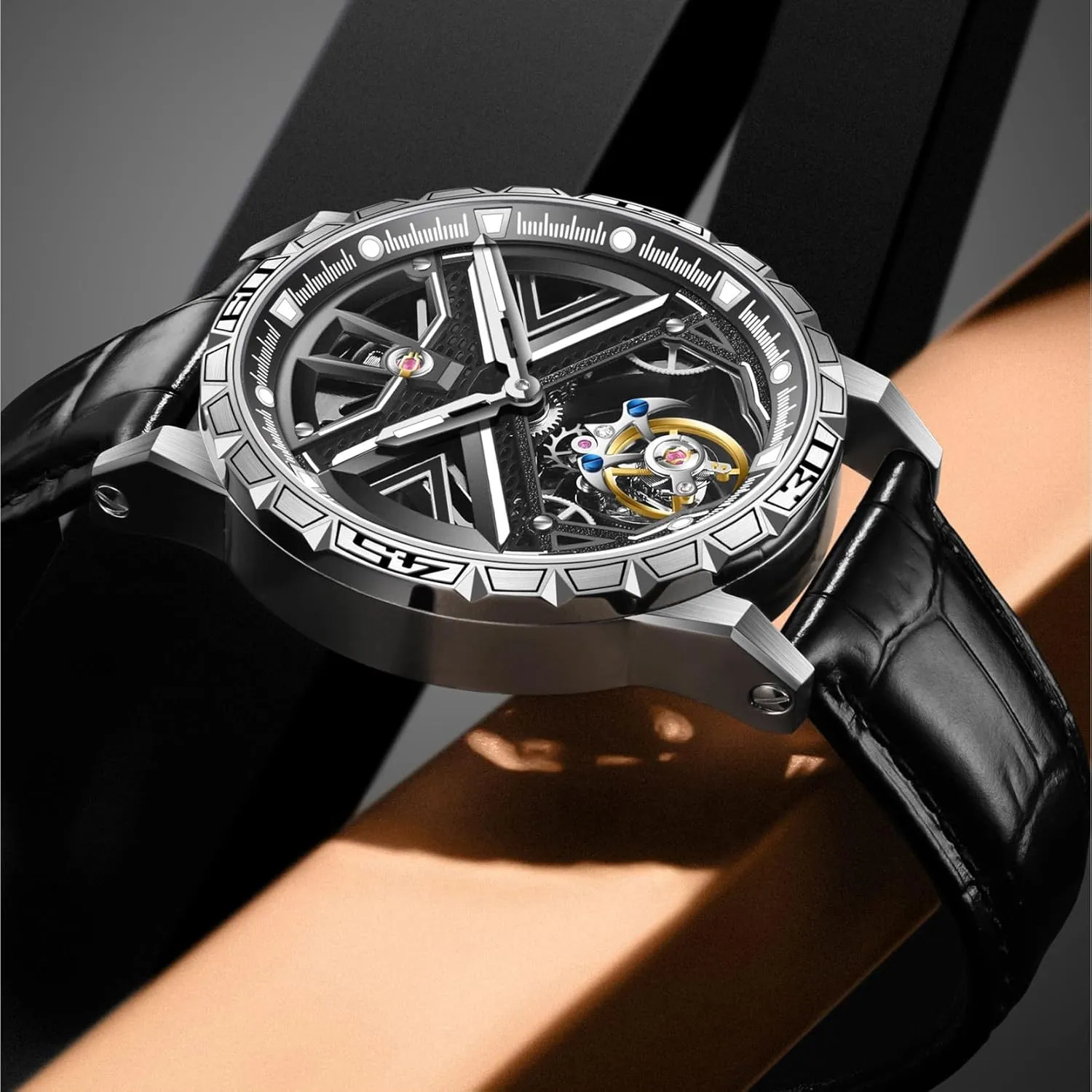 filmy nursing for Men Manual Winding Sapphire Mechanical Wristwatch Luxury Original Flying Tourbillon Hollow Watch 