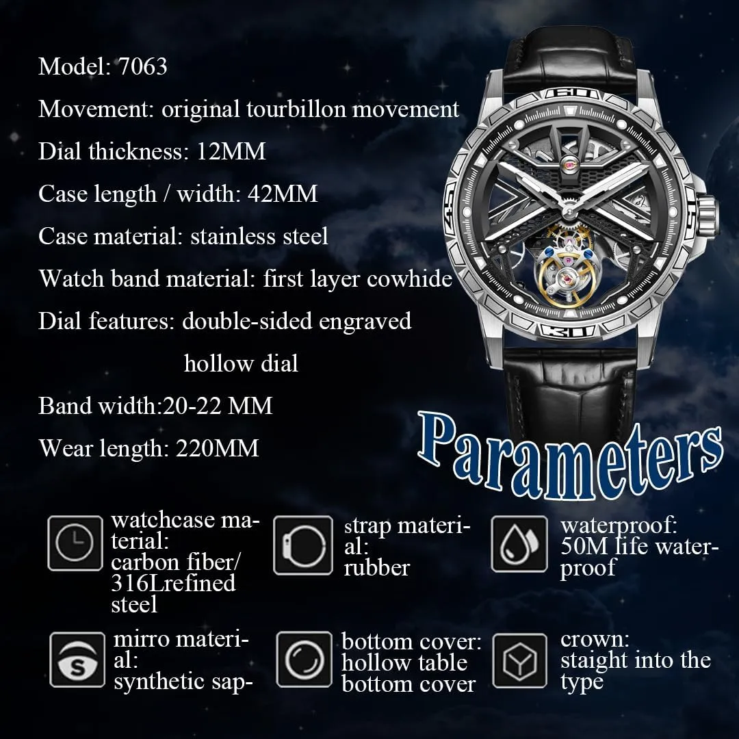filmy nursing for Men Manual Winding Sapphire Mechanical Wristwatch Luxury Original Flying Tourbillon Hollow Watch 