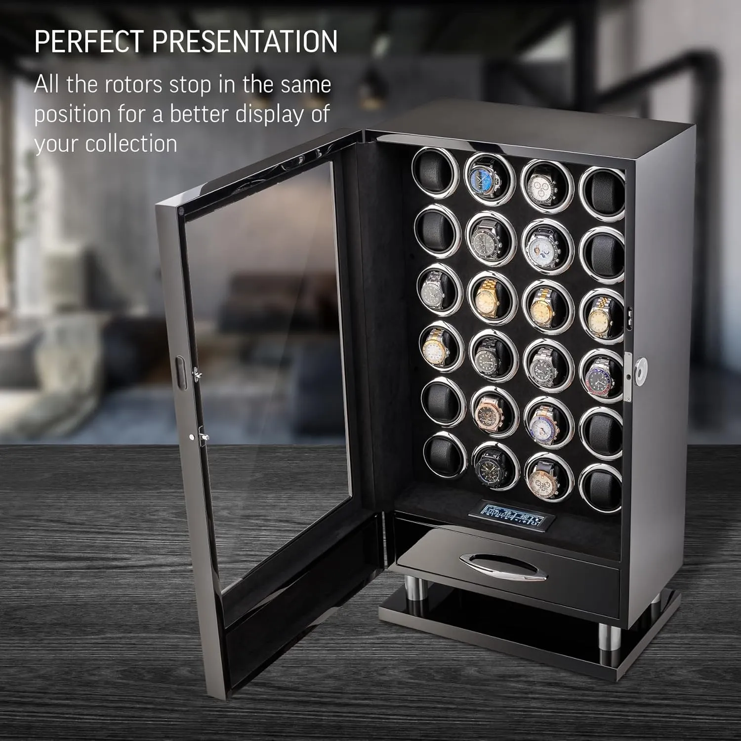 Fingerprint Lock and Large Storage Drawer 24 Watch disruptive failure elite socialization Winder with 