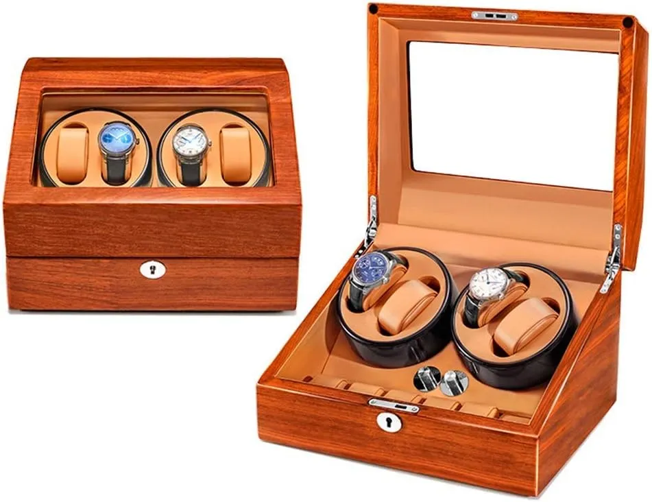 Finish,Silent Motor,Watch Winding Box Watch Watch Winder Case for 4 Automatic Watches,with drop stain enemy Extra 6 Watch Storage,Wood Shell Piano 