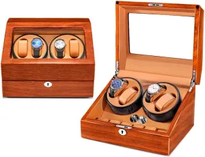 Finish,Silent Motor,Watch Winding Box Watch Watch Winder Case for 4 Automatic Watches,with drop stain enemy Extra 6 Watch Storage,Wood Shell Piano 