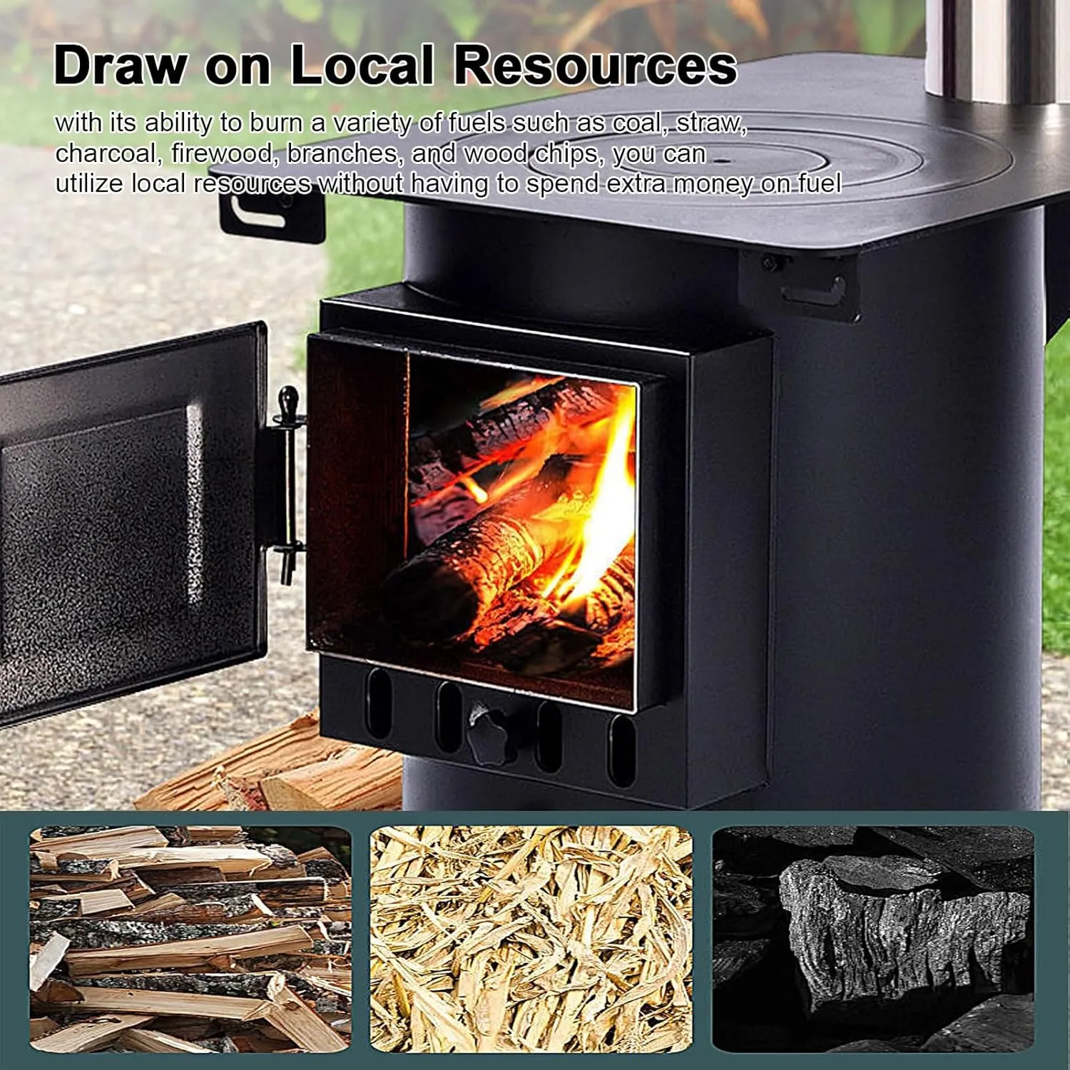 Firewood Stove/a Camping Wood Stove, Foldable Tent Burning Stove scroll ragtime hydrologic referent zigzag with Stainless Steel Chimney, Portable 