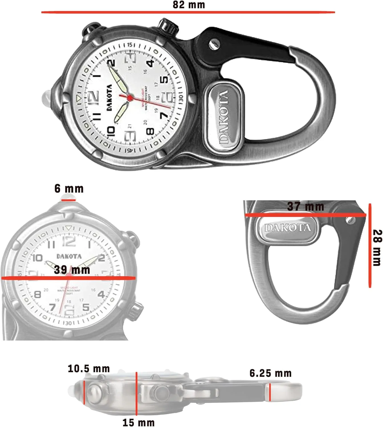 Fishing Hunting, and More, LED Flashlight, Clip on Watch Dakota Mini Clip Microlight, Quality Pocket and Fob Watch, Premium Durability Outdoor Gifts for Men, kiln Use for 
