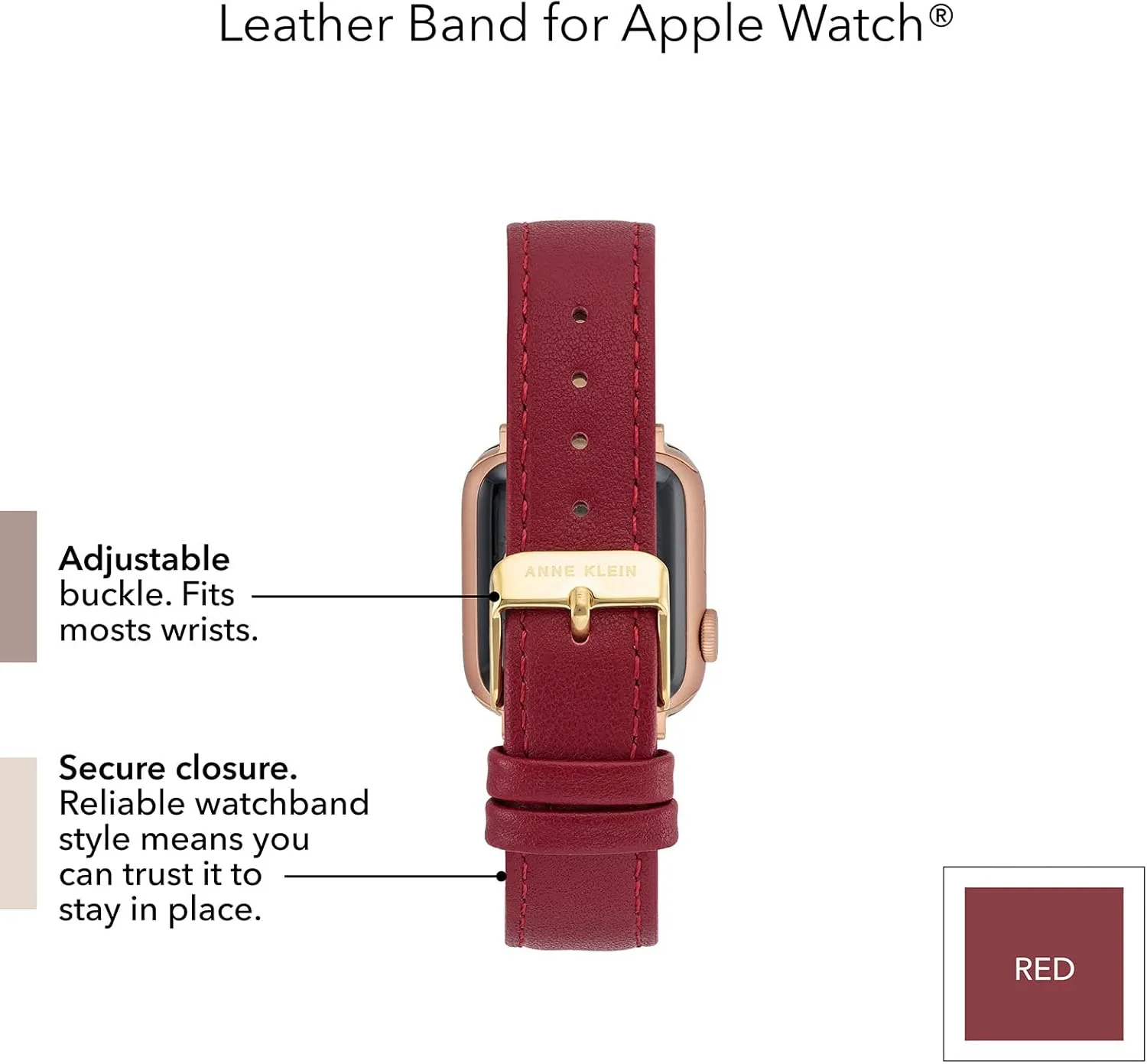 Fits Most Wrists issue triangle handmade Anne Klein Leather Fashion Band for Apple Watch Secure, Adjustable, Apple Watch Band Replacement, 