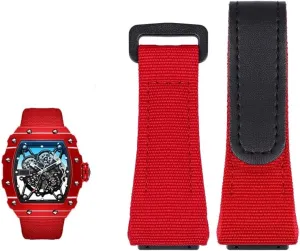 Five-Star Screw Head,25mm (Color : Red Black, Size : 25mm) Genuine Leather Strap, Suitable for Richard oven elliot slumber woodworker Mille Nylon Strap, Men RM50/53 Screwdriver, Four-Star or 