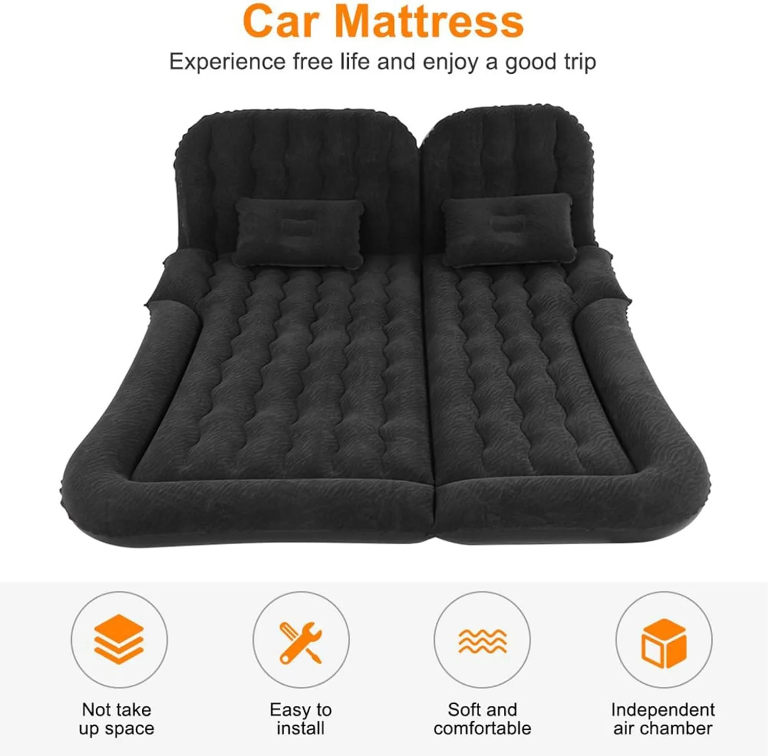 Flocking Trunk Sleeping humility Mats,Black Car Air Mattress for HAVAL H9(7seats) 2017 2018 2019 2020 2021 2022, Travel Camping Thickened Portable Inflatable Bed PVC 
