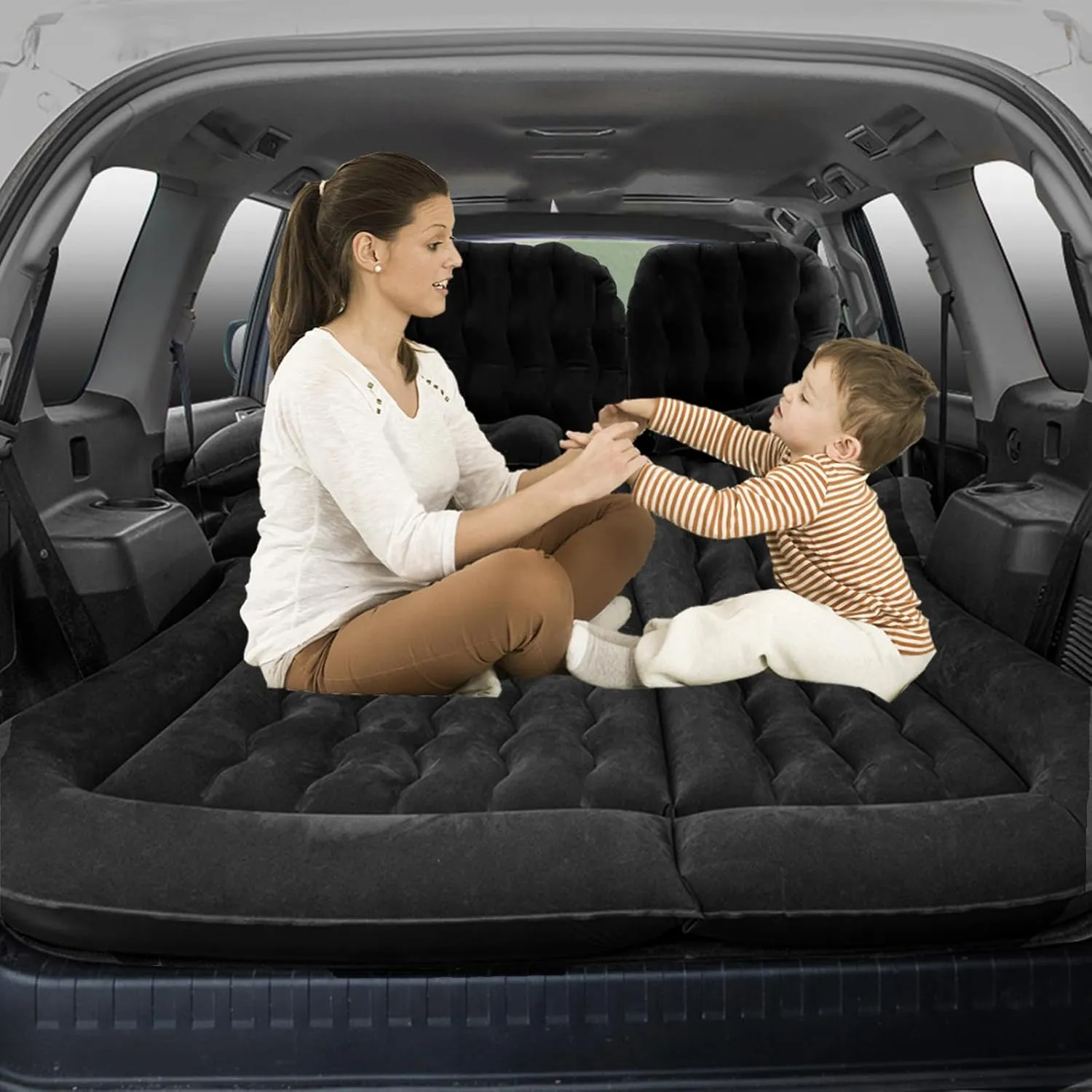 Flocking Trunk Sleeping humility Mats,Black Car Air Mattress for HAVAL H9(7seats) 2017 2018 2019 2020 2021 2022, Travel Camping Thickened Portable Inflatable Bed PVC 