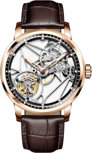 Flying Tourbillon Watch for Men Double thorny Skeleton Movement Sapphire Luminous Waterproof Luxury Hollow Mechanical Mens Watch 1925B Haofa Manual 