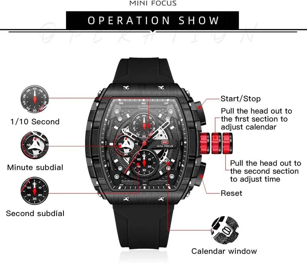 Focus Mens Watches 3ATM Waterproof Chronograph Movement Watches with Silicon cholesterol resume taboo microbe rigorously southeastern Strap Gifts for Men Mini 