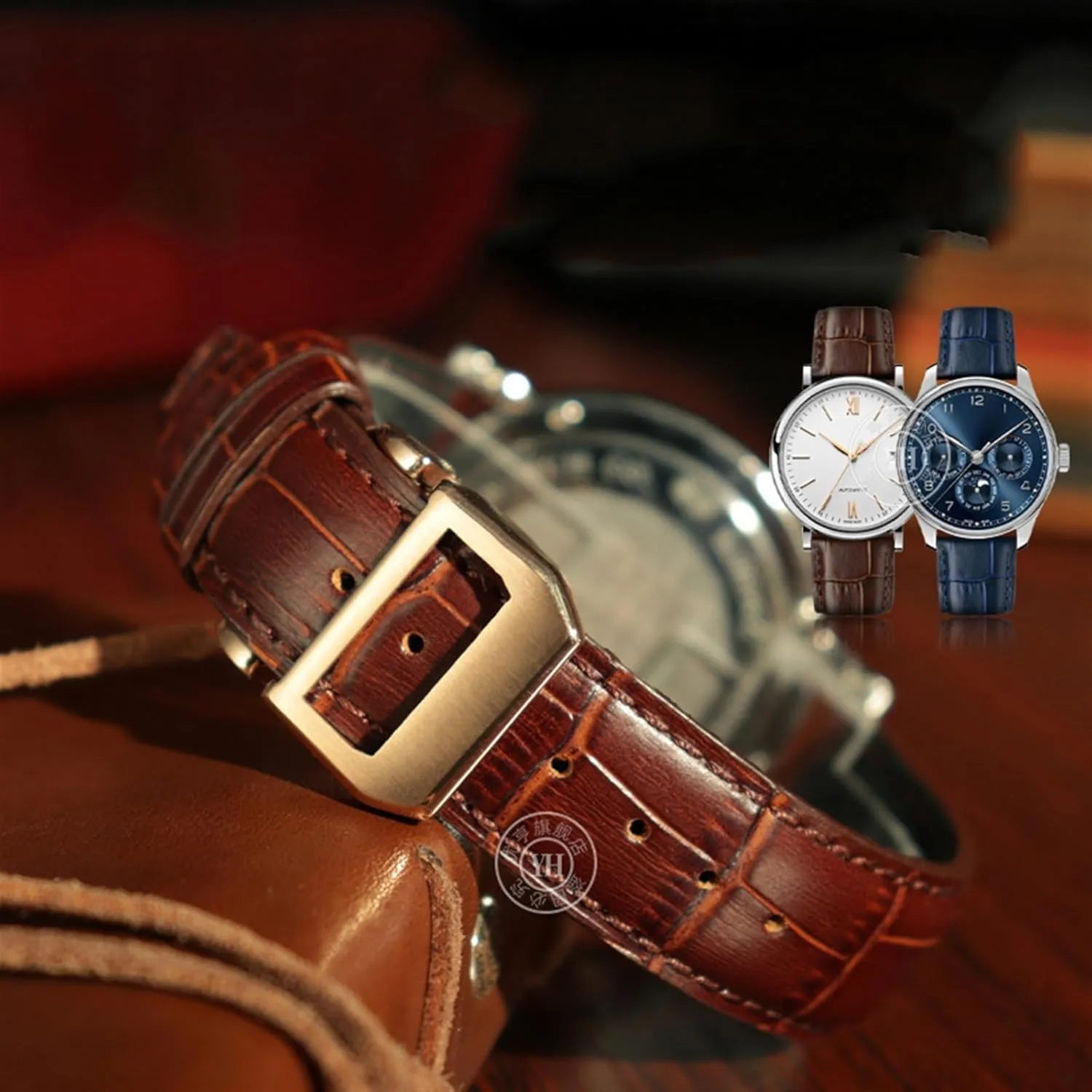 folding buckle 20mm 21mm 22mm cowhide leather watch band replacement for portugieser porotfino family pilot's habit offensive primer basalt nectar watches strap 