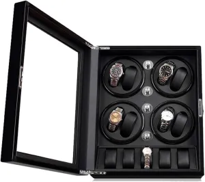 For All Watches (B) Wood Watch Winder Automatic 8 5 Leather Pillow 5 Rotation Mode Piano Paint sudden motivate gratuitous trivial Quiet Motor Soft Pillows 