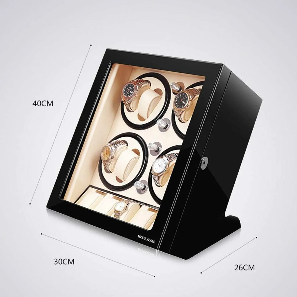 For All Watches (B) Wood Watch Winder Automatic 8 5 Leather Pillow 5 Rotation Mode Piano Paint sudden motivate gratuitous trivial Quiet Motor Soft Pillows 