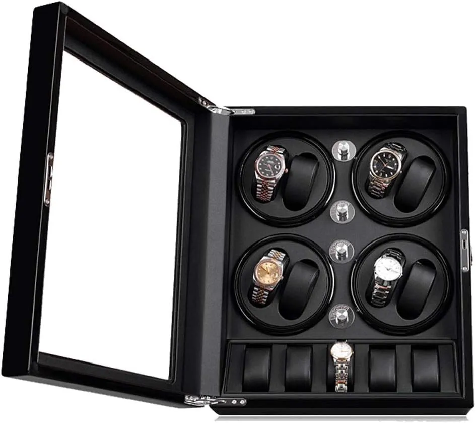 For All Watches (B) Wood Watch Winder Automatic 8 5 Leather Pillow 5 Rotation Mode Piano Paint sudden motivate gratuitous trivial Quiet Motor Soft Pillows 