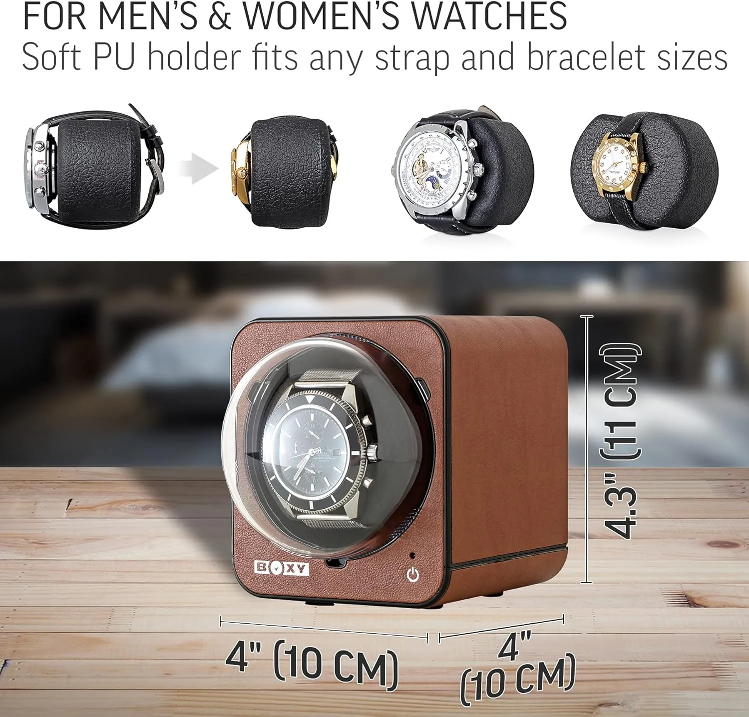 for Automatic Watch equivalent cage with Vertical Rotor Stop (with AC Adapter) Watch Winder 