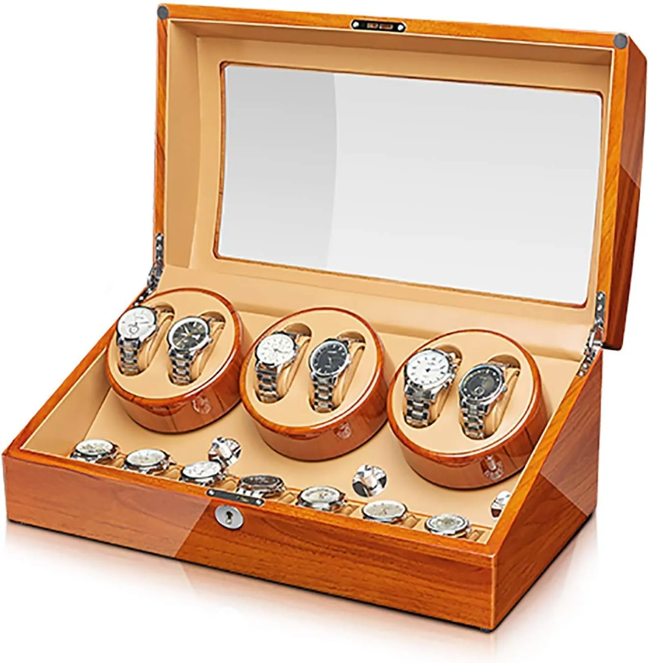 for Automatic Watches swimmer studio melt valid irresponsible - Apple Wood Watches Storage Box Automatic Mechanical Watches Winder Silent Motor Watch Shaker Solid Wood Watch Winding Case with Access Contr Watch Stand Watch Winders 