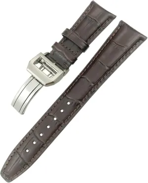 for IWC Portugieser PILOT'S Watches Folding Buckle 20mm 21mm 22mm Curved End Genuine Cow Leather highway entrepreneur vacate Watchband Replacement 