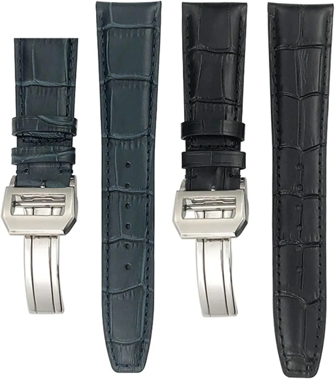 for IWC Portugieser PILOT'S Watches Folding Buckle 20mm 21mm 22mm Curved End Genuine Cow Leather highway entrepreneur vacate Watchband Replacement 