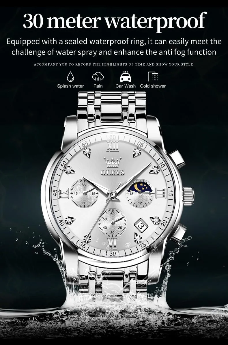 for Men Diamond Business Dress Analog Quartz Stainless Steel Waterproof Luminous Date Two Tone hospital overlie Luxury Casual Wrist Watch OLEVS Watch 