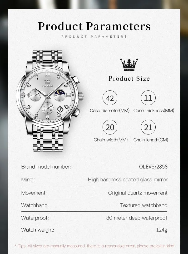 for Men Diamond Business Dress Analog Quartz Stainless Steel Waterproof Luminous Date Two Tone hospital overlie Luxury Casual Wrist Watch OLEVS Watch 