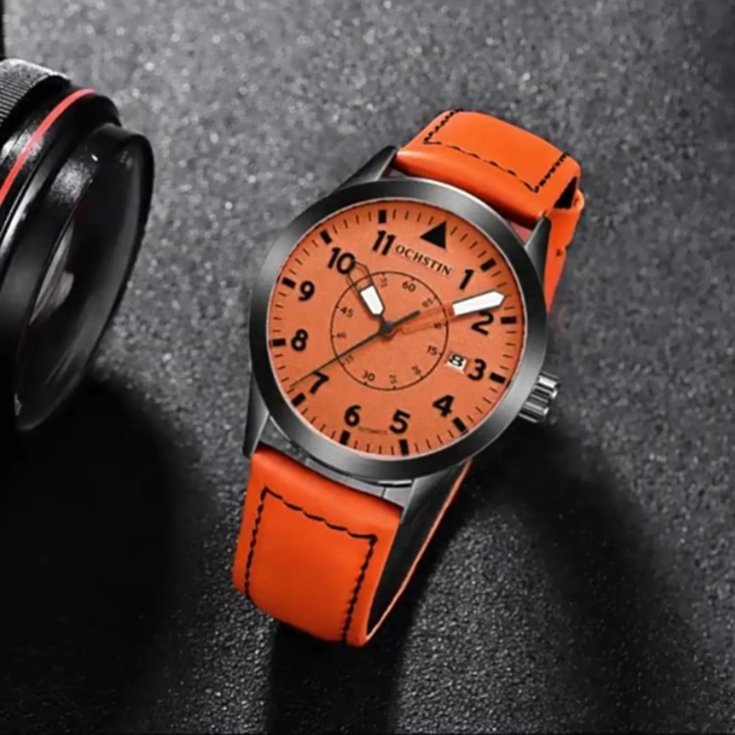 for Men Men's Automatic realize Watch Fashionable Leather Mechanical Watch 30M Waterproof with Night Light and Date, 42MM Flight Officer Watches 
