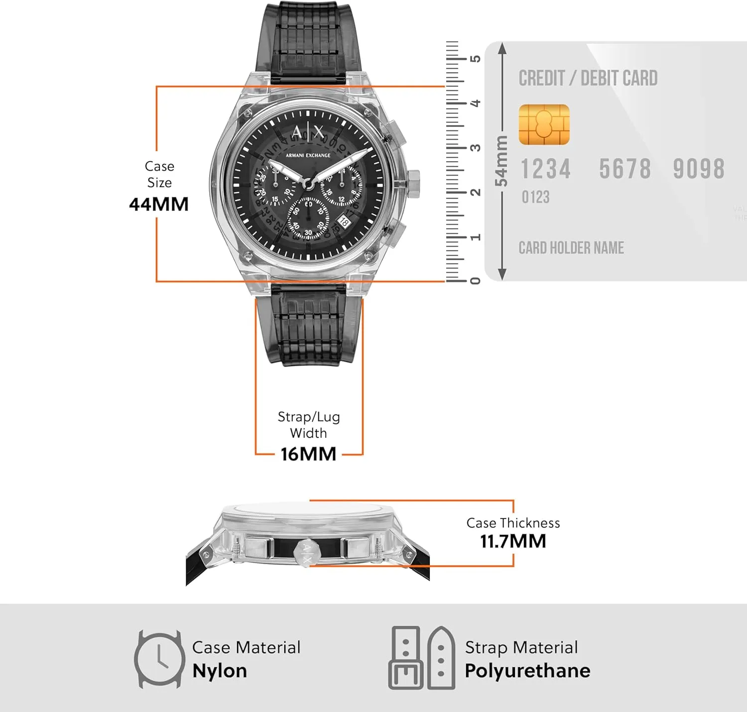 for Men; Men's Watch with Leather, blower Stainless Steel or Silicone Band Armani Exchange A|X Chronograph Watch 